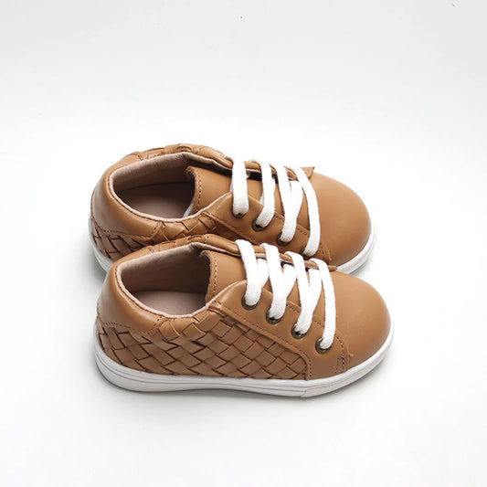 Leather Woven Sneaker in Rust  - Doodlebug's Children's Boutique