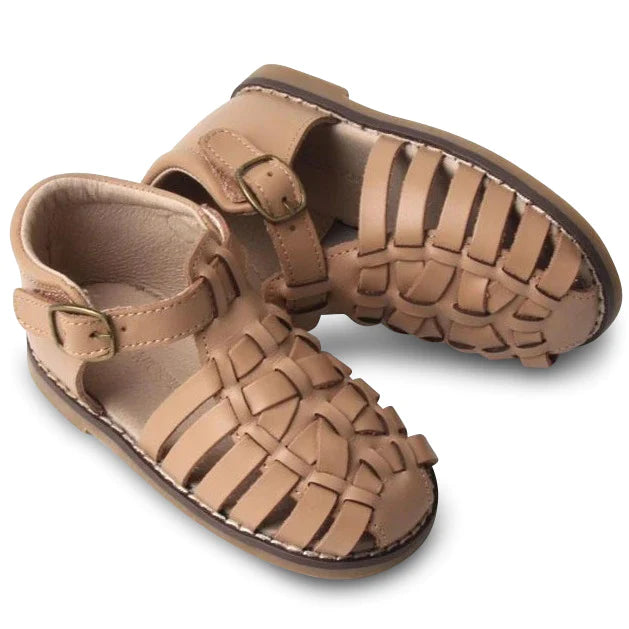 Leather Indie Sandal in Color Tan  - Doodlebug's Children's Boutique