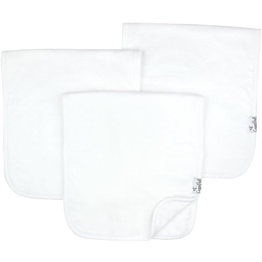 White 3 Pack Burp Cloths  - Doodlebug's Children's Boutique