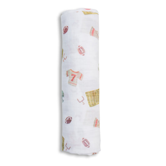 Cotton Swaddle in Football  - Doodlebug's Children's Boutique