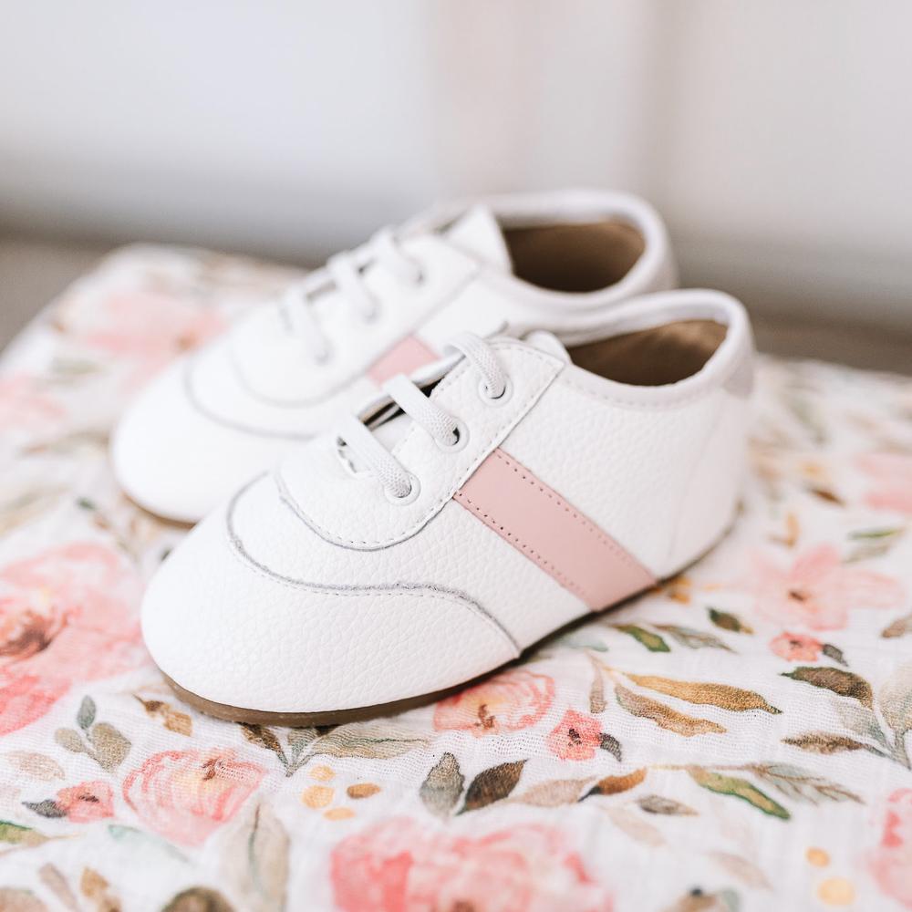 White and Pink Love Bug Sneaker  - Doodlebug's Children's Boutique
