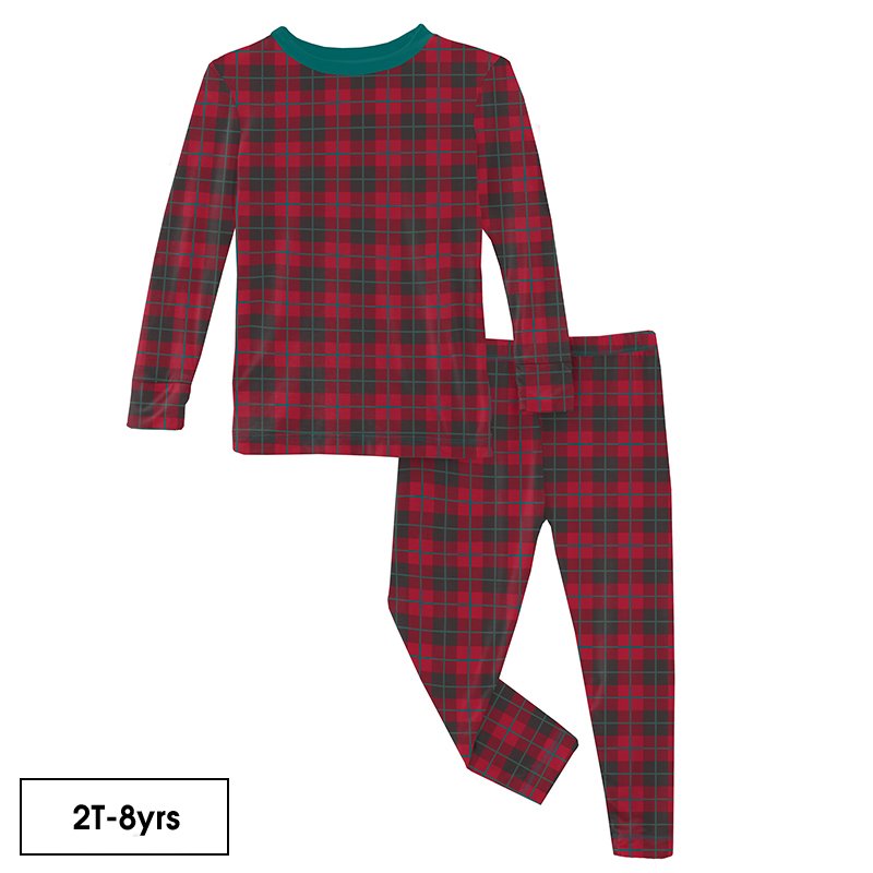 Print Long Sleeve Pajama Set in Anniversary Plaid  - Doodlebug's Children's Boutique
