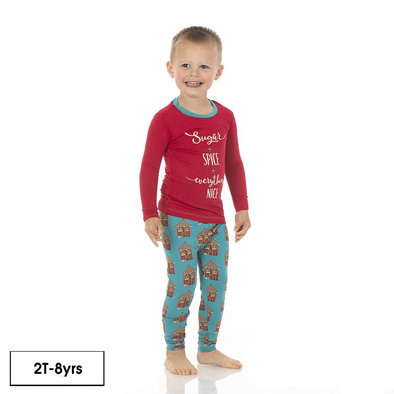 Long Sleeve Graphic Tee Pajama Set in Bay Gingerbread  - Doodlebug's Children's Boutique