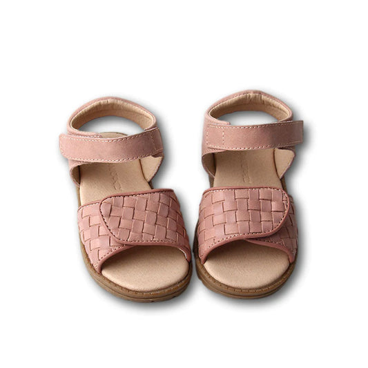 Leather Woven Sandal in Rose Cloud  - Doodlebug's Children's Boutique