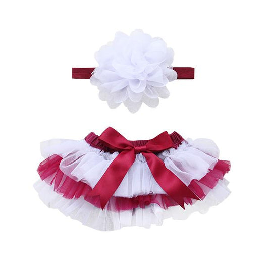 Game Day Maroon and White Tutu Bloomer with Headband  - Doodlebug's Children's Boutique