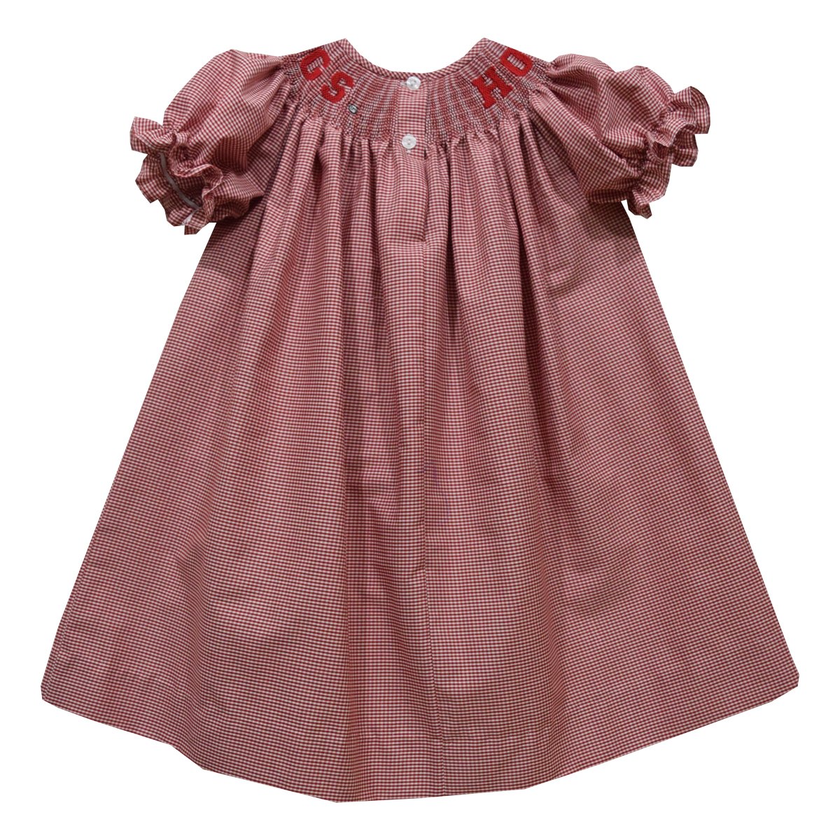 Arkansas Smocked Red Gingham Short Sleeve Bishop Dress  - Doodlebug's Children's Boutique