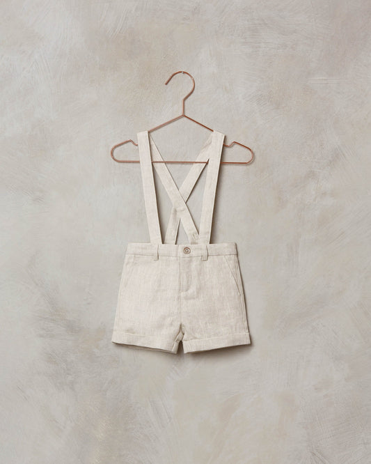 Suspender Shorts in Linen  - Doodlebug's Children's Boutique