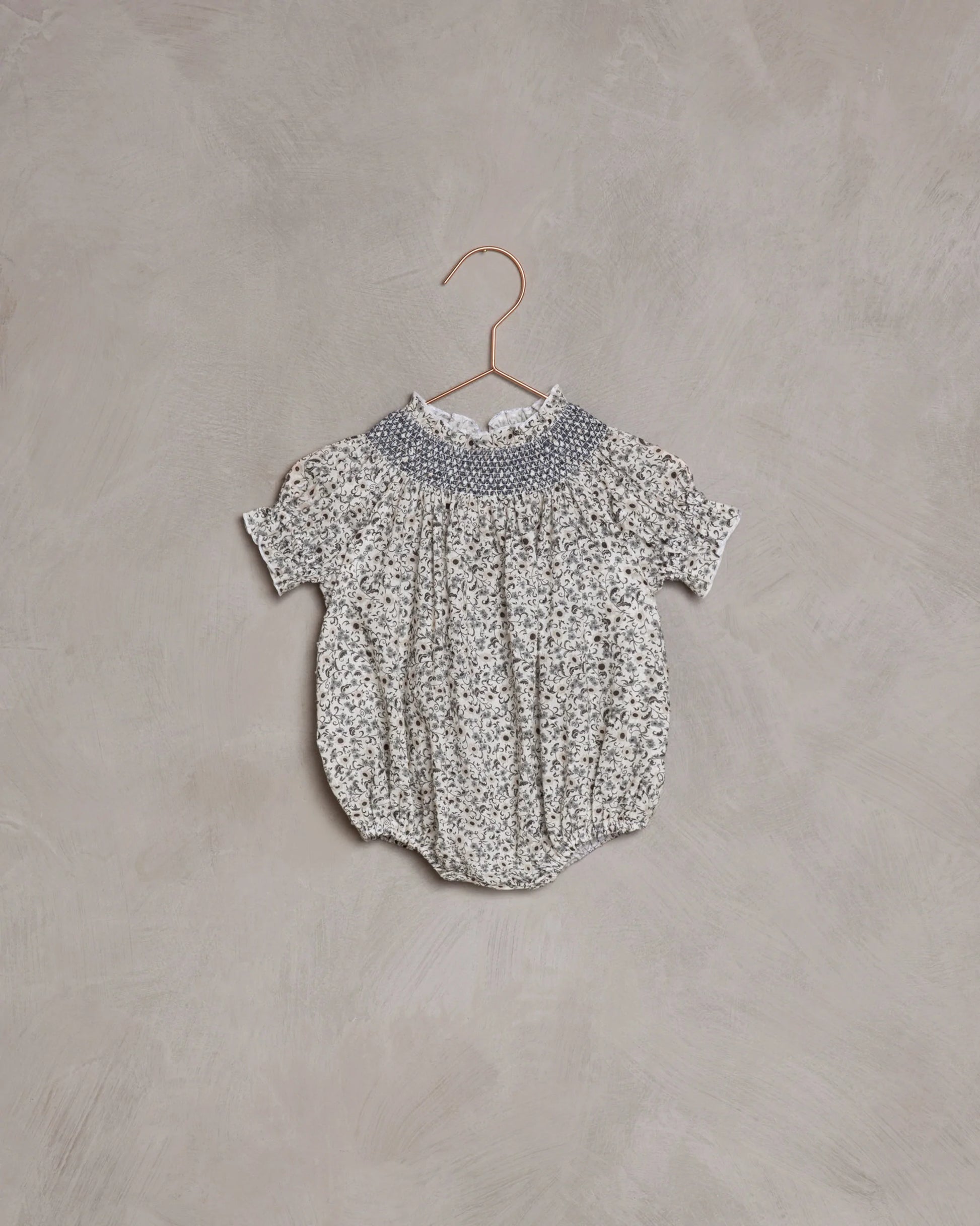 Maddie Romper in Blue Meadow  - Doodlebug's Children's Boutique
