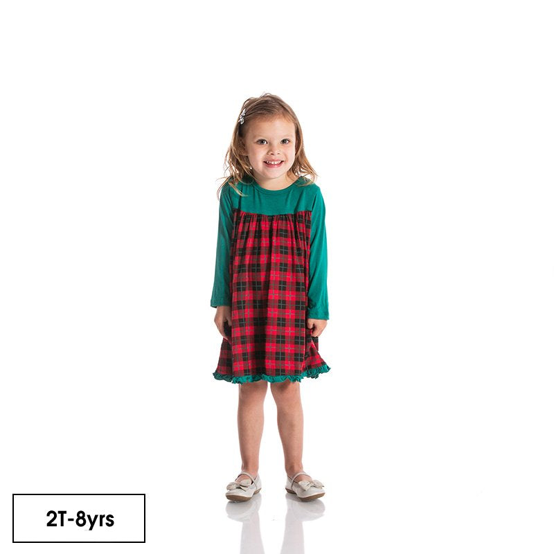Print Classic Long Sleeve Swing Dress in Anniversary Plaid  - Doodlebug's Children's Boutique