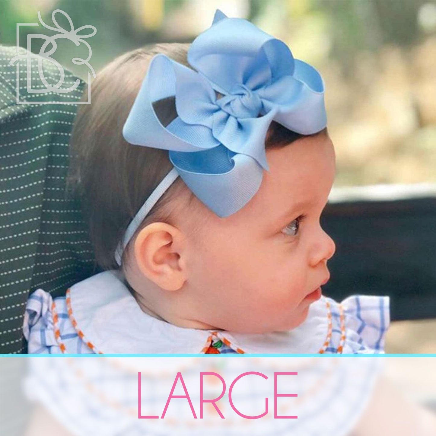 Nylon Headband with Large Bow in White  - Doodlebug's Children's Boutique
