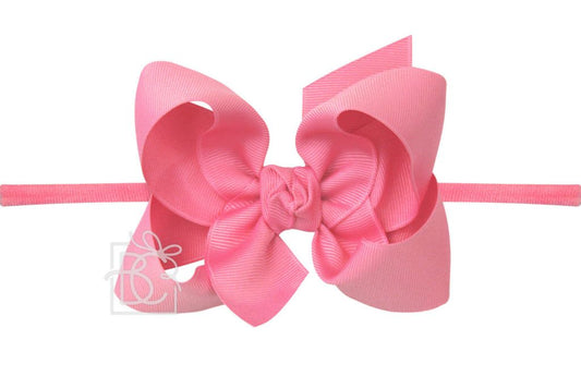 Nylon Headband with Large Bow in Hot Pink  - Doodlebug's Children's Boutique