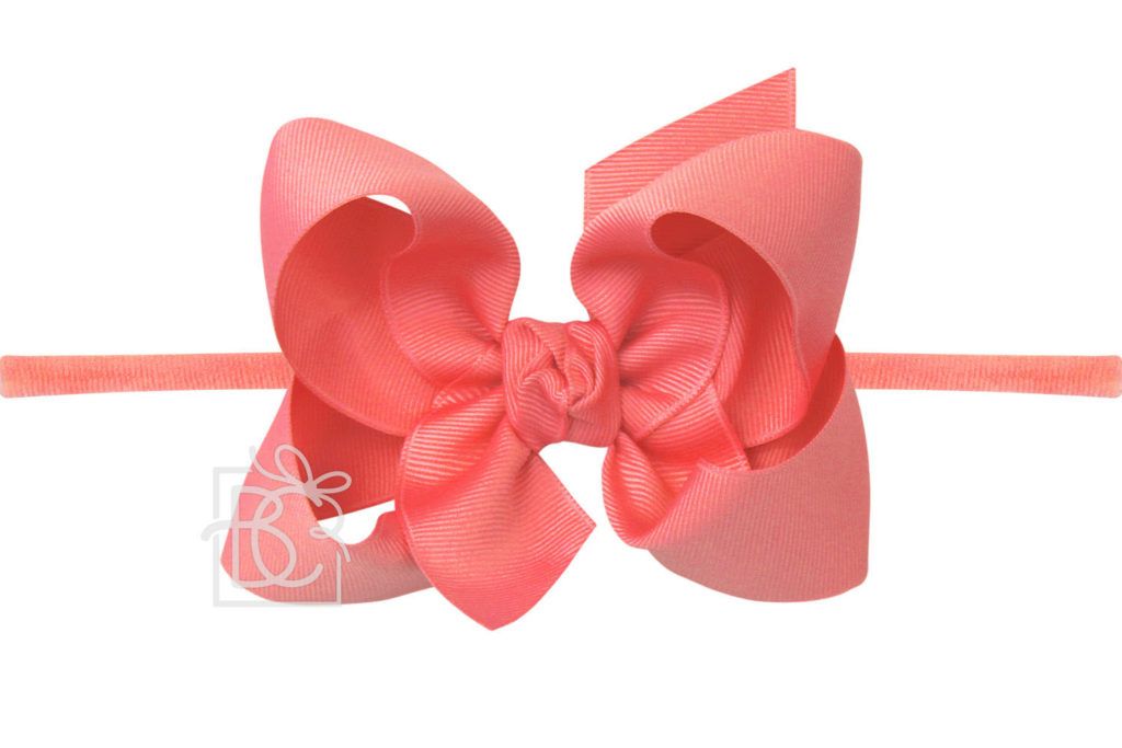 Nylon Headband with Large Bow in Watermelon  - Doodlebug's Children's Boutique