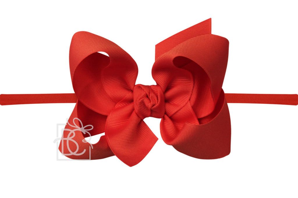Nylon Headband with Large Bow in Red  - Doodlebug's Children's Boutique
