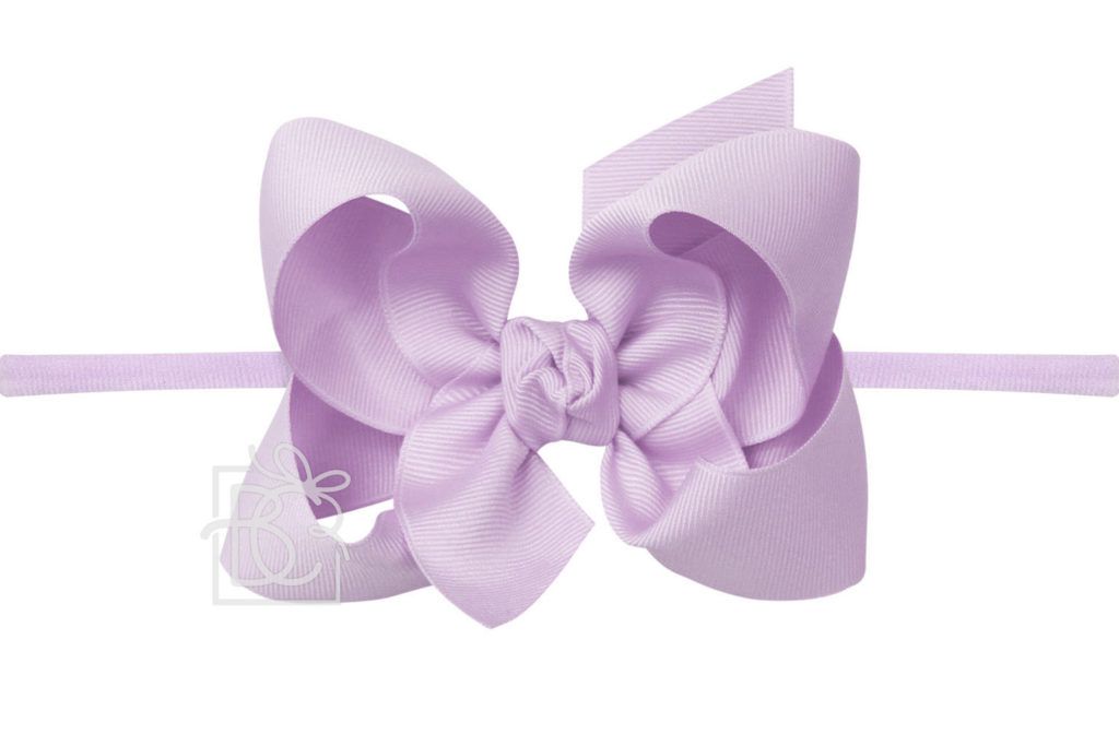Nylon Headband with Large Bow in Light Orchid  - Doodlebug's Children's Boutique
