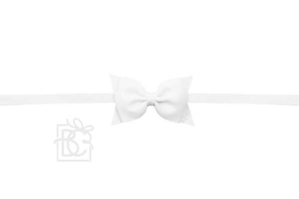Nylon Headband with Dainty Bow in White  - Doodlebug's Children's Boutique