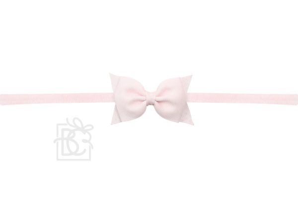 Nylon Headband with Dainty Bow in Light Pink  - Doodlebug's Children's Boutique