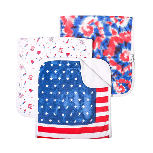Patriot 3 Pack Burp Cloths  - Doodlebug's Children's Boutique