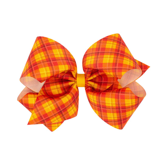 Fall Plaid Print King Bow  - Doodlebug's Children's Boutique