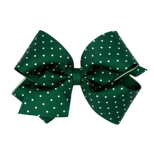 Hunter Green Tiny Dot King Bow  - Doodlebug's Children's Boutique