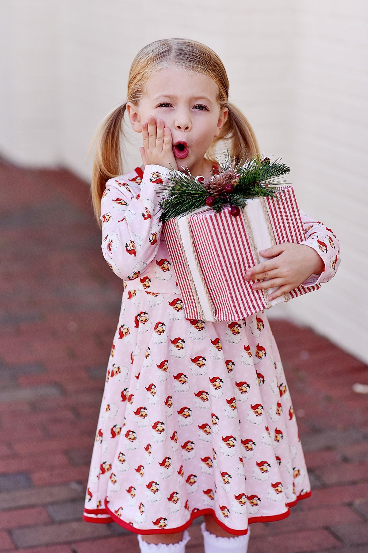 Pink Santa Petal Dress  - Doodlebug's Children's Boutique