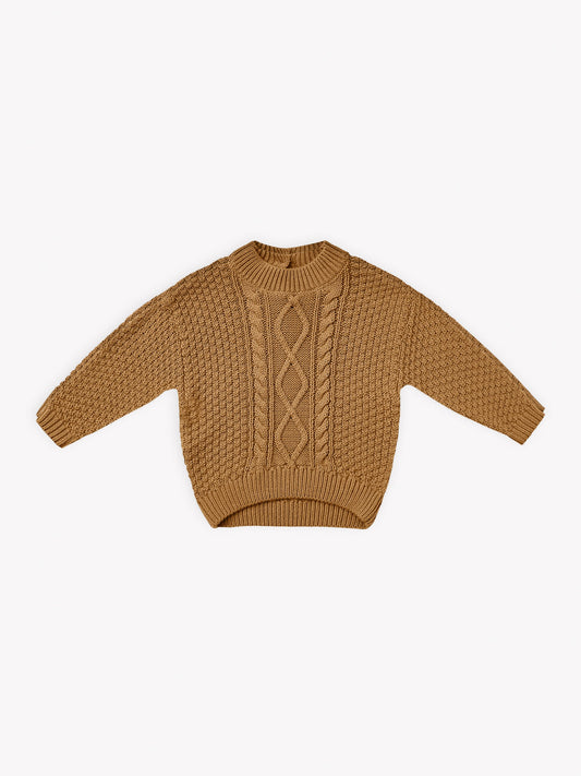 Cable Knit Sweater in Walnut  - Doodlebug's Children's Boutique