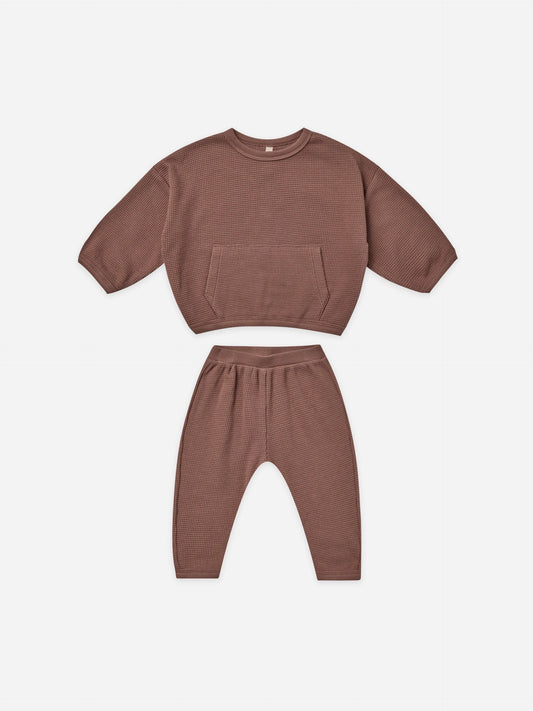Waffle Top and Pant Set in Pecan  - Doodlebug's Children's Boutique