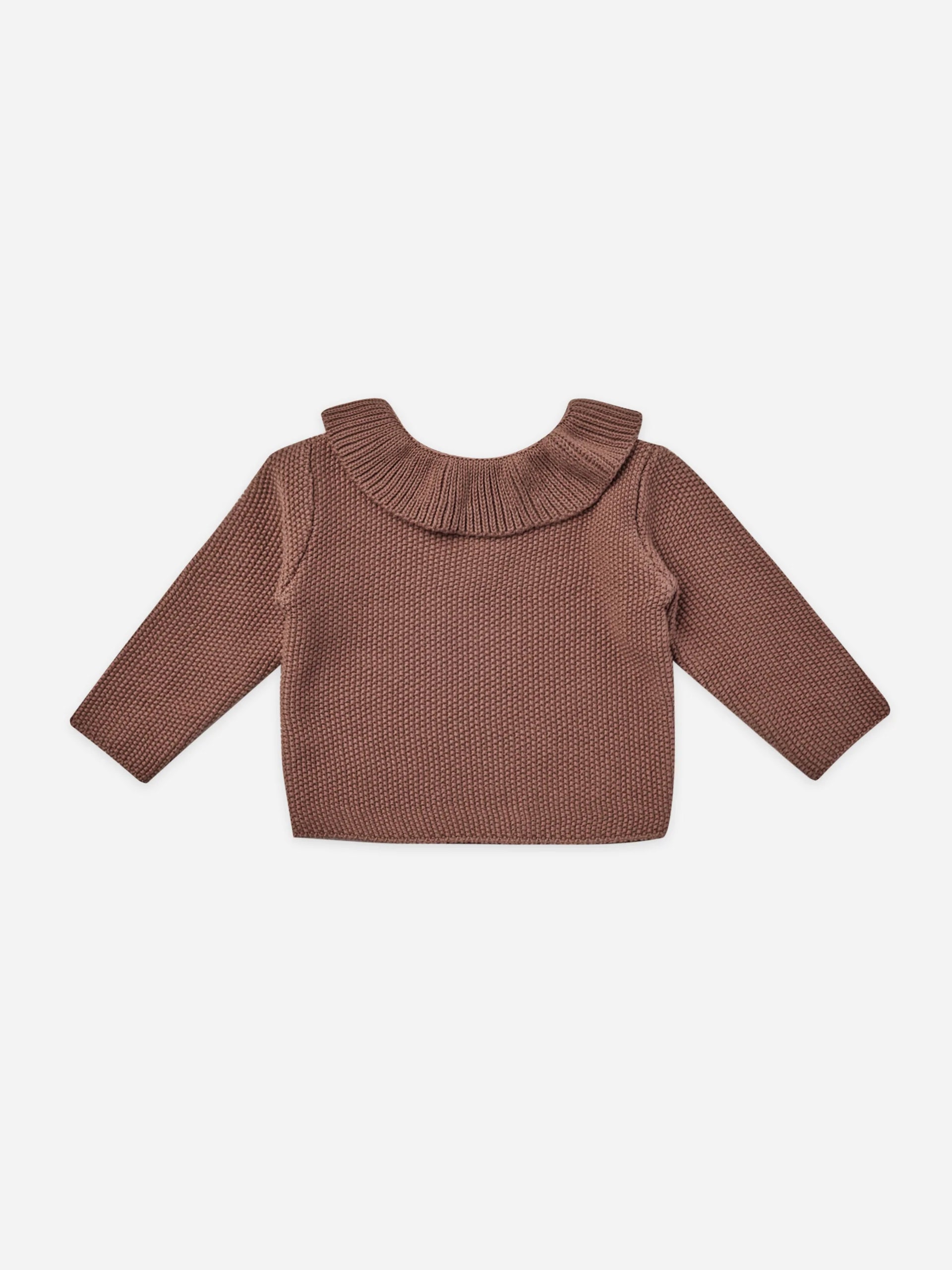 Ruffle Collar Knit Sweater in Pecan  - Doodlebug's Children's Boutique