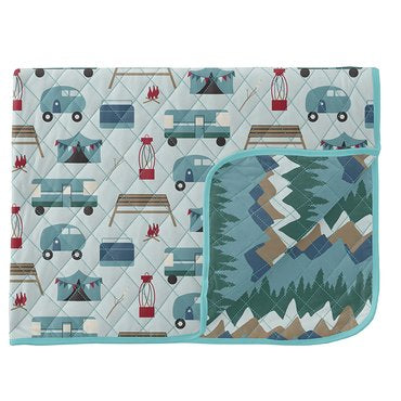Print Quilted Toddler Blanket in Fresh Air Camping/Glacier Mountains  - Doodlebug's Children's Boutique