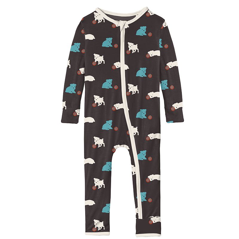 Print Coverall with Zipper in Midnight Puppy  - Doodlebug's Children's Boutique