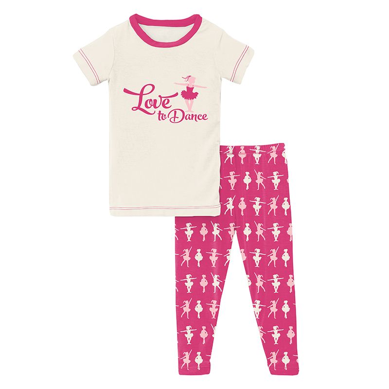 Short Sleeve Graphic Tee Pajama Set in Calypso Ballerina  - Doodlebug's Children's Boutique