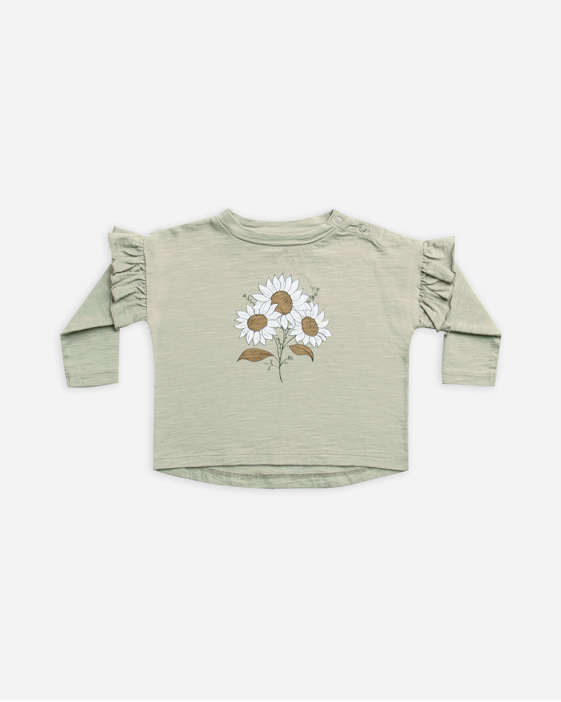 Ruffle Long Sleeve Tee in Bouquet  - Doodlebug's Children's Boutique