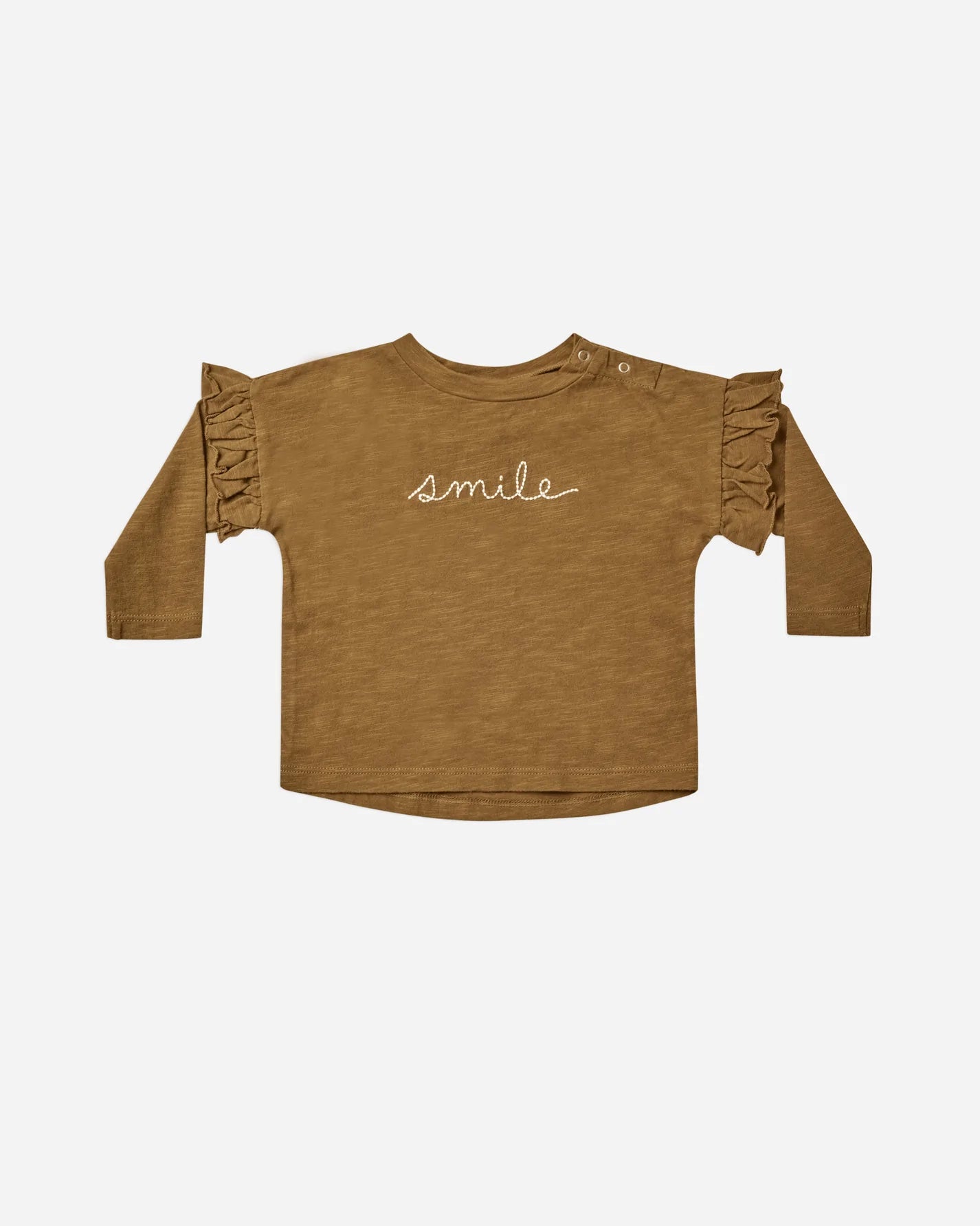 Ruffle Long Sleeve Tee in Smile  - Doodlebug's Children's Boutique