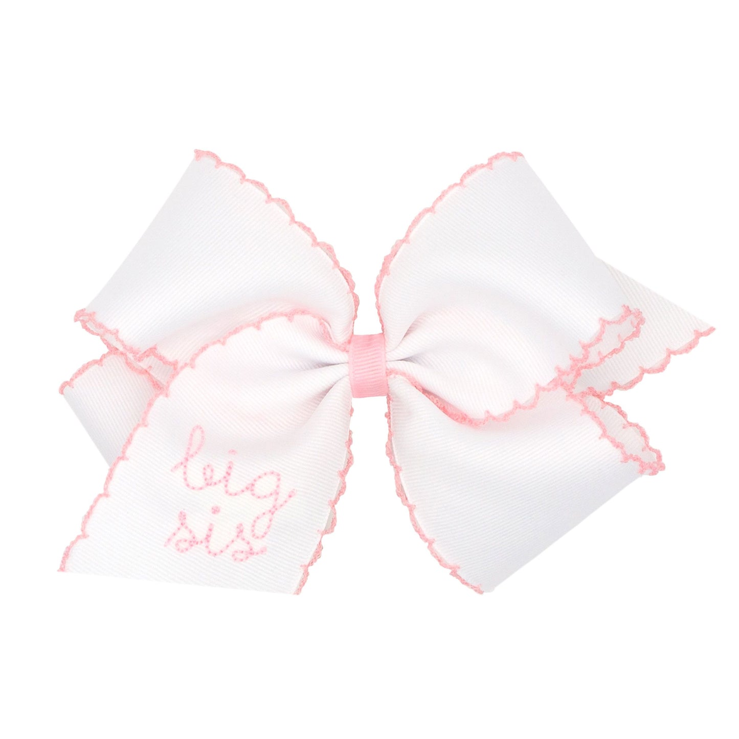 Pink Big Sis Moonstitch Small King Bow  - Doodlebug's Children's Boutique