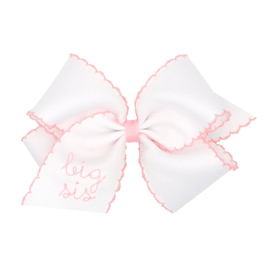 Pink Big Sis Moonstitch Small King Bow  - Doodlebug's Children's Boutique
