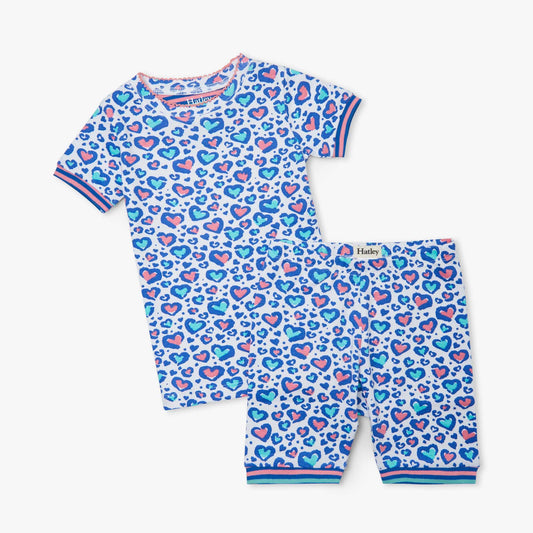 Cheetah Hearts Organic Cotton Short Pajama Set  - Doodlebug's Children's Boutique