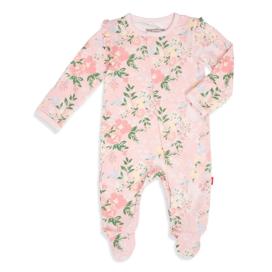 Ainslee Modal Magnetic Ruffled Sleeve Footie  - Doodlebug's Children's Boutique