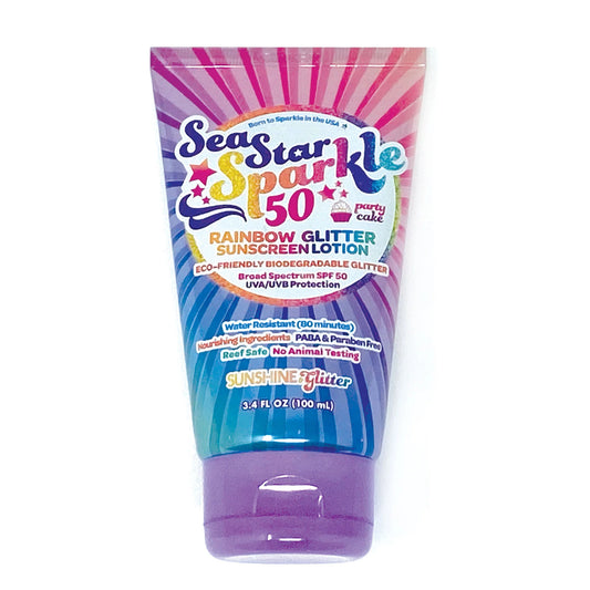 Party Cake SPF 50+ Rainbow Glitter Sunscreen  - Doodlebug's Children's Boutique