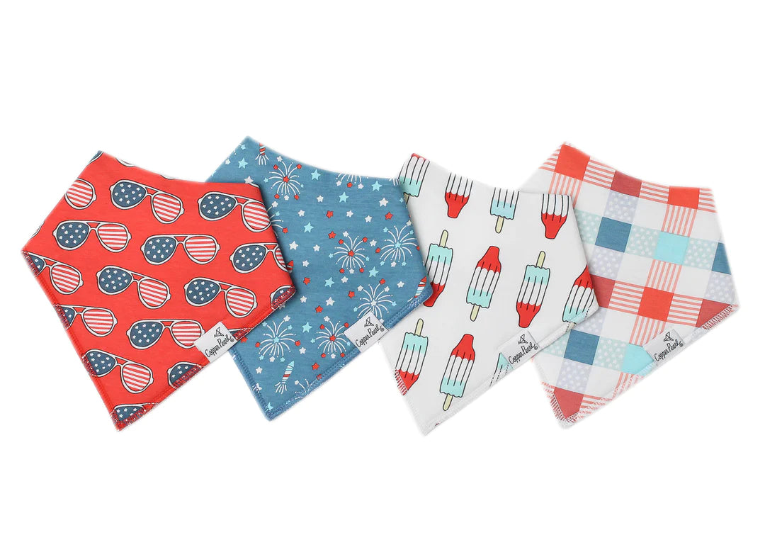 Spangled 4 Pack Bandana Bibs  - Doodlebug's Children's Boutique