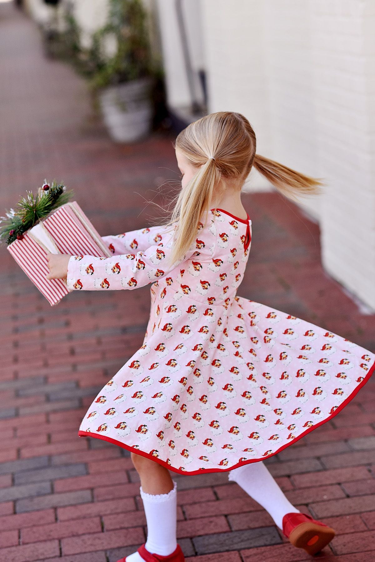 Pink Santa Petal Dress  - Doodlebug's Children's Boutique