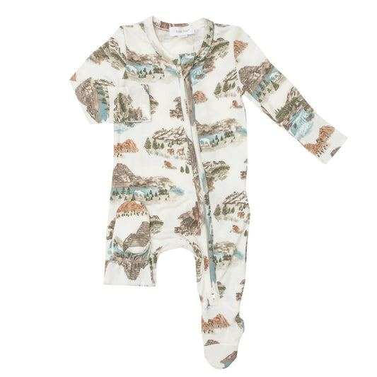 Bamboo Zipper Footie in National Parks  - Doodlebug's Children's Boutique