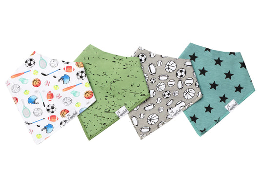 Varsity 4 Pack Bandana Bibs  - Doodlebug's Children's Boutique