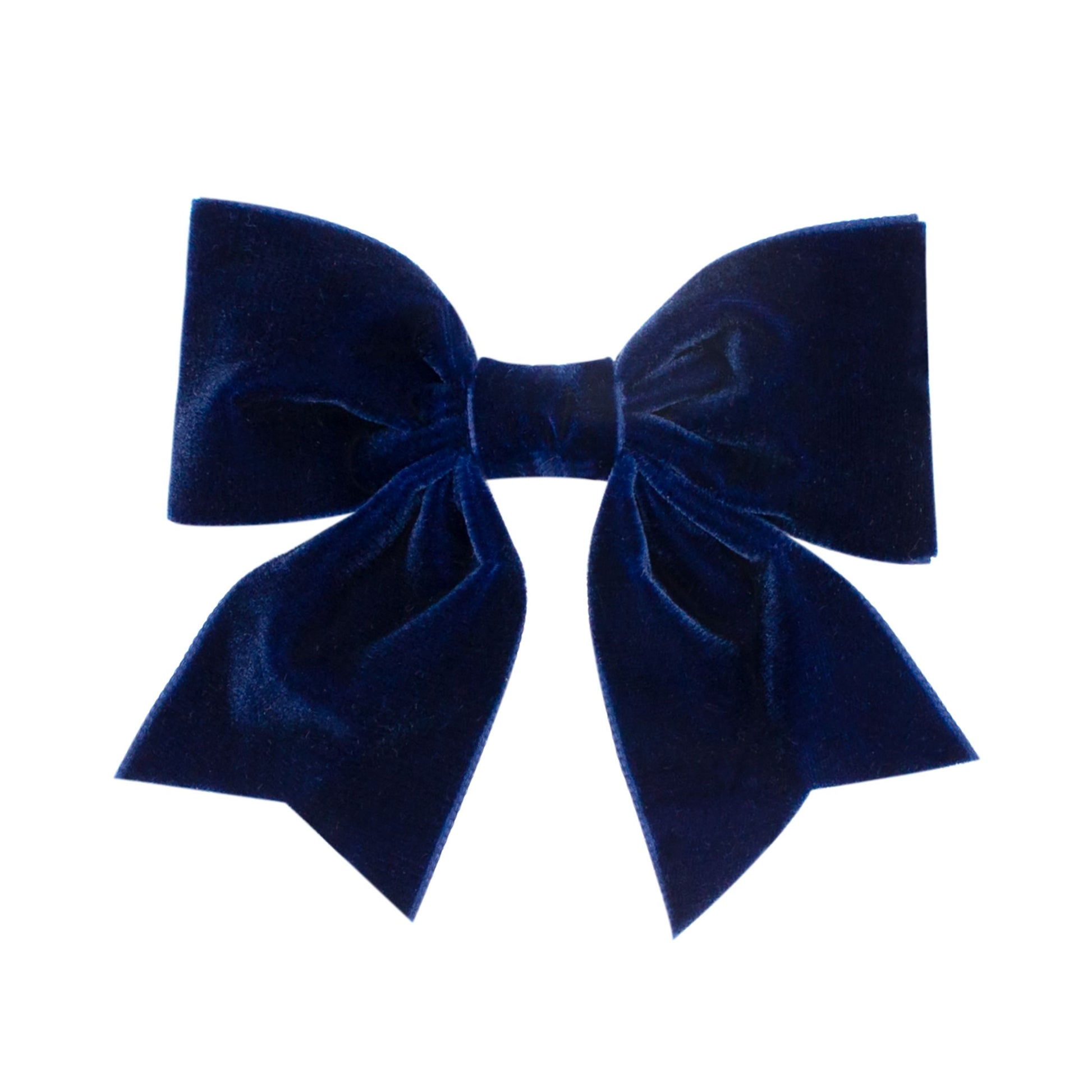 Navy Plush Velvet Bow with Tails  - Doodlebug's Children's Boutique