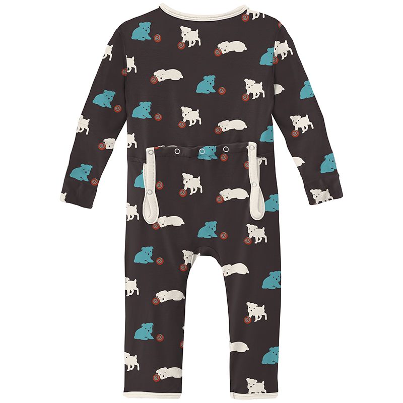 Print Coverall with Zipper in Midnight Puppy  - Doodlebug's Children's Boutique
