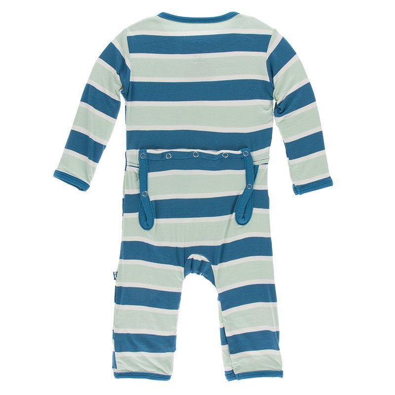 Print Coverall with Zipper in Seaside Cafe Stripe  - Doodlebug's Children's Boutique