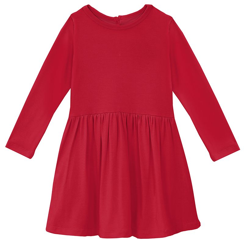 Solid Long Sleeve Twirl Dress in Crimson  - Doodlebug's Children's Boutique