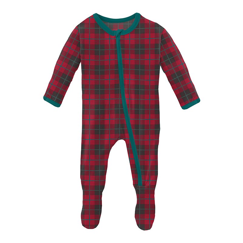 Print Footie with Zipper in Anniversary Plaid  - Doodlebug's Children's Boutique