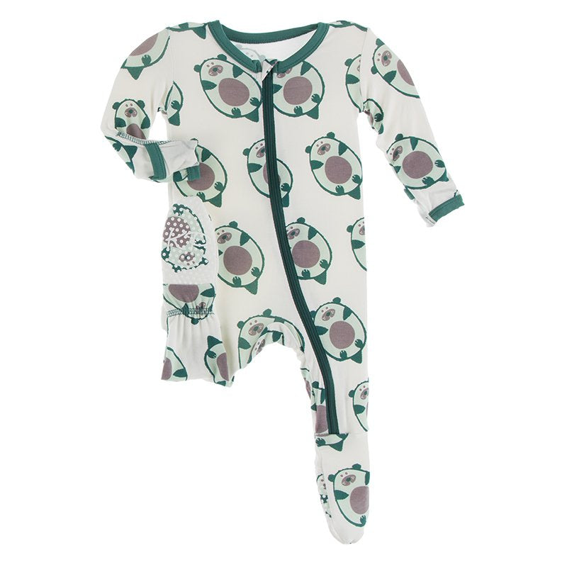 Print Footie with Zipper in Natural Ottercado  - Doodlebug's Children's Boutique