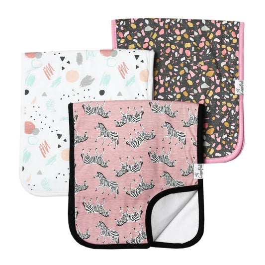 Zella 3 Pack Burp Cloths  - Doodlebug's Children's Boutique