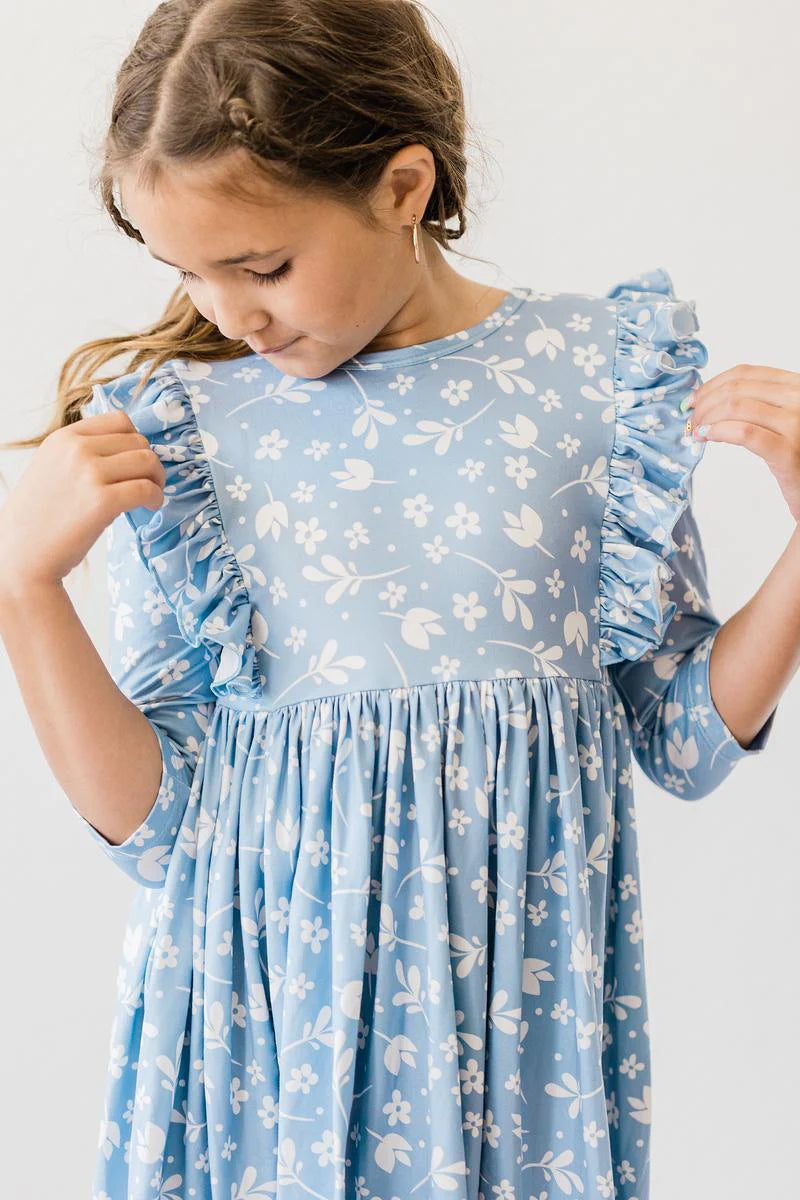 Bluebell Ruffle Twirl Dress  - Doodlebug's Children's Boutique