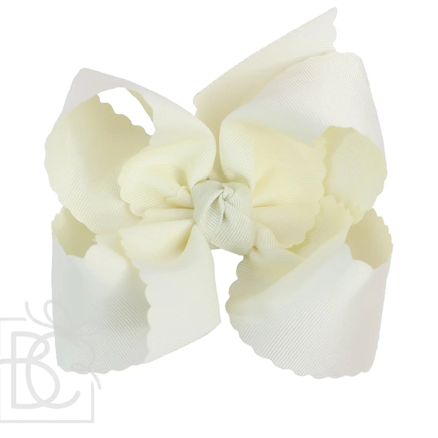 XL Scalloped Edge Bow in Antique White  - Doodlebug's Children's Boutique